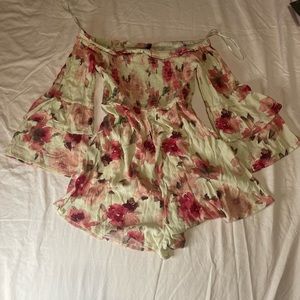 blue b floral off the shoulder romper